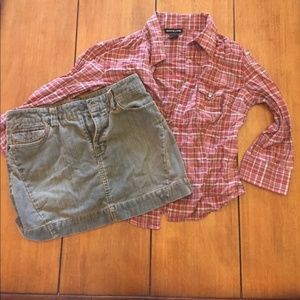 Olive Green Corduroy mini skirt